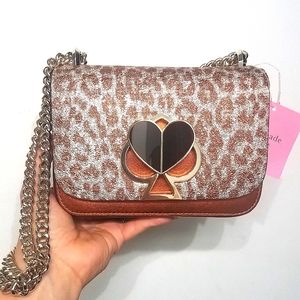 NEW Kate Spade Metallic Leopard Print Bag Nicola Crossbody/Shoulder + Dust bag